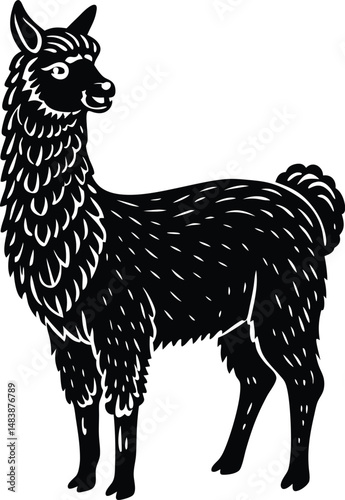 Alpaca Silhouette Standing Alert