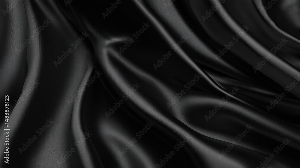 Fototapeta premium Elegance captured in black silk satin with intricate details and smooth textures, revealing the beauty of monochrome artistry