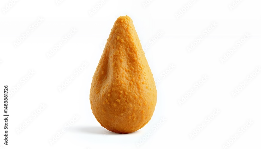 Brazilian Coxinha Golden Fried Snack Isolated on White Background