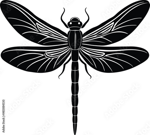 Dragonfly Silhouette in Mid Flight