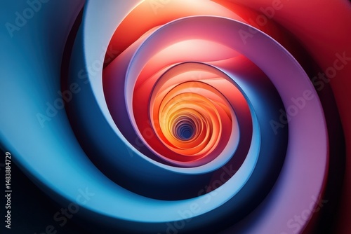 Red and Blue Spiral Design Creating an Abstract Background With Circular Orbit Rotation and Ample Text Space for Creative Projects