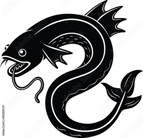 Electric Eel Silhouette Releasing Charge Lines