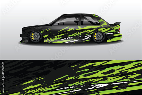 Stylish modified car with dynamic graphics on display (2)