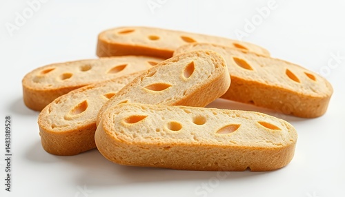 Obraz na płótnie Pile of Golden Biscotti Cantucci Isolated on White Background Displaying Italian Culinary Tradition w salonie