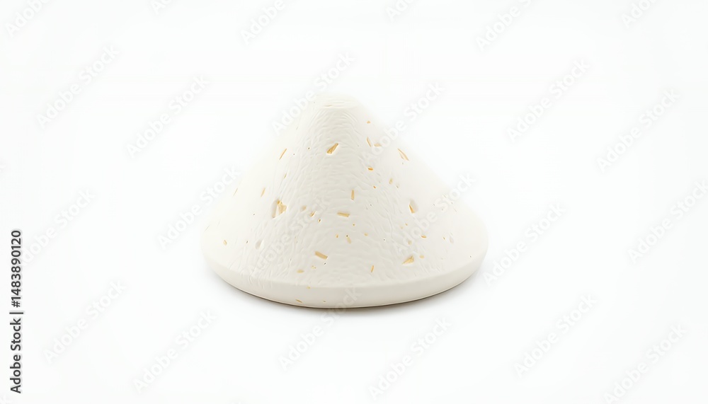 Single Cream Colored Qurut Isolated on White Background in Detailed 3D Rendered View for Culinary Presentation and Cultural Promotions with Clear Textural Details and Plain Backdrop