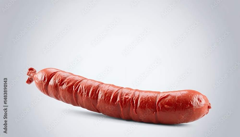 Single Reddish Brown Sausage Isolated on White Background in Detailed 3D Render Model Perfect for Decoration