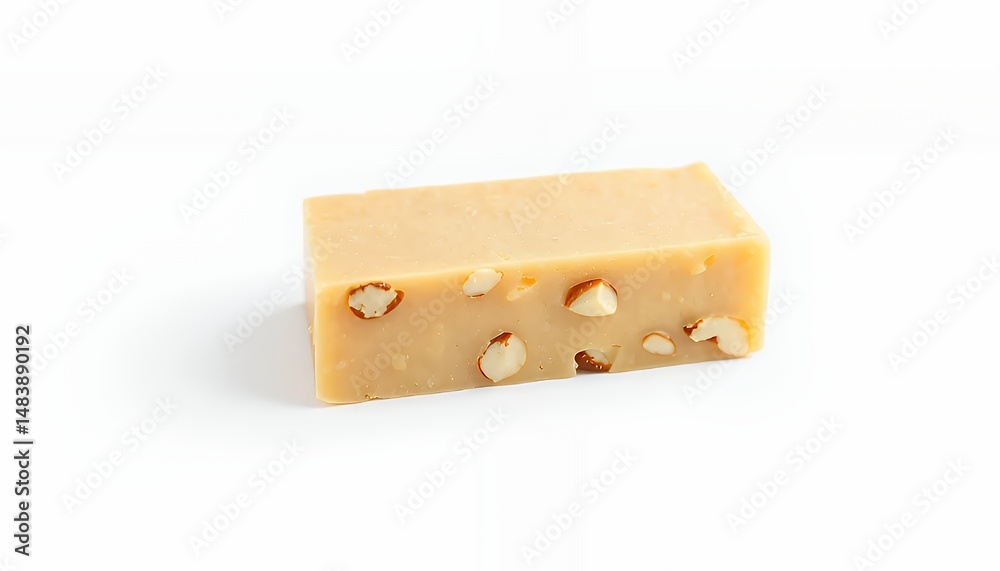 Sohan Halwa from India Golden Sweet Dessert with Nuts Isolated on White Background 3D Render
