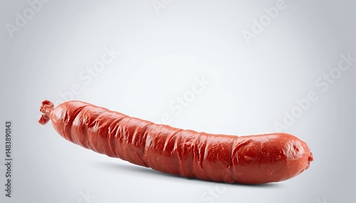 Obraz na płótnie Single Reddish Brown Sausage Isolated on White Background in Detailed 3D Render Model Perfect for Decoration w salonie