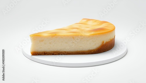 Obraz na płótnie Slice of K?sekuchen German Cheesecake on White Background 3D Render Creamy Texture Golden Crust Isolated Still Life and Culinary Perfection for Decoration w salonie