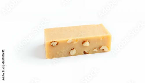 Obraz na płótnie Sohan Halwa from India Golden Sweet Dessert with Nuts Isolated on White Background 3D Render w salonie