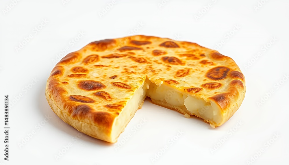 Tortilla de Patatas Delicious Spanish Omelet Isolated on White Background