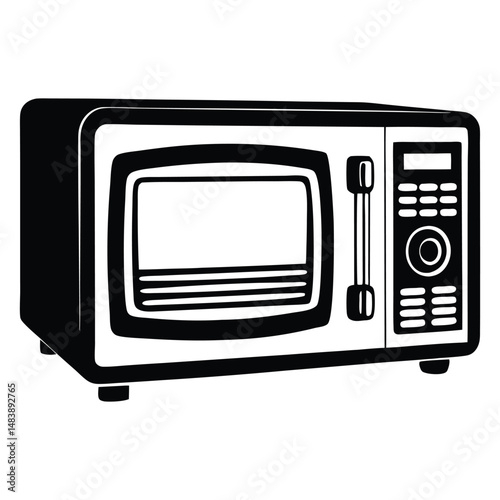 Microwave oven line art silhouette vector illustration, Electric oven vector silhouette