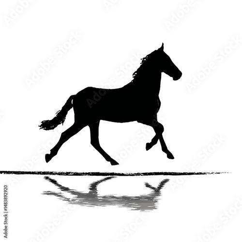 Solid black silhouette of a centaur running