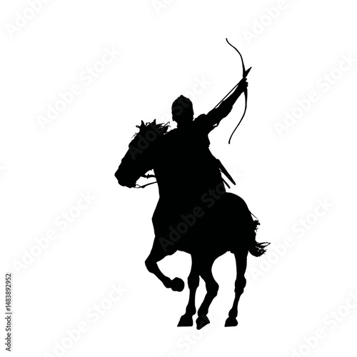 Solid black silhouette of a centaur shooting