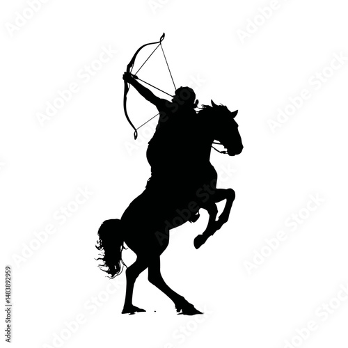 Solid black silhouette of a centaur shooting