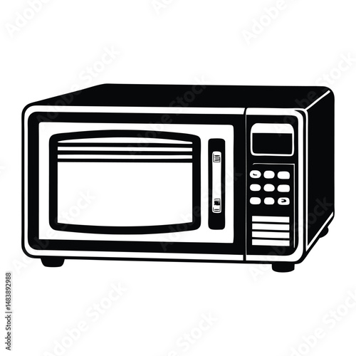 Microwave oven line art silhouette vector illustration, Electric oven vector silhouette