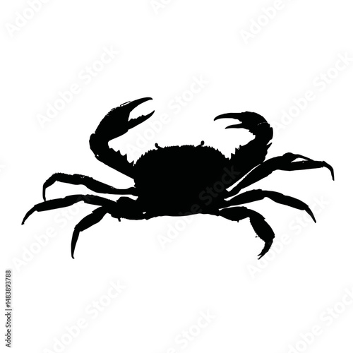 Solid black silhouette of a crab crawling