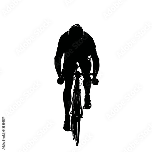 Solid black silhouette of a cyclist sprinting