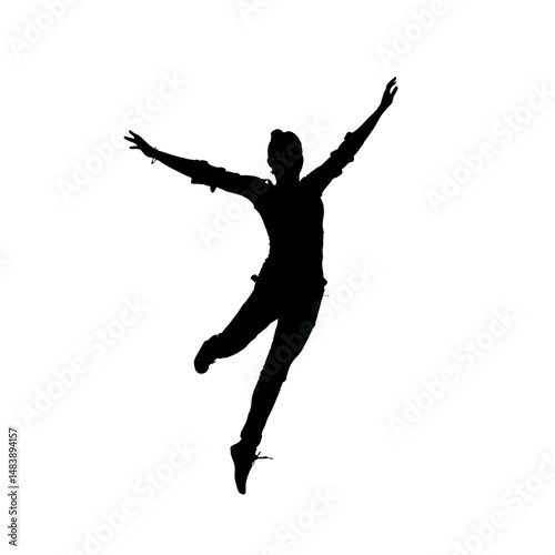 Solid black silhouette of a dancer leaping
