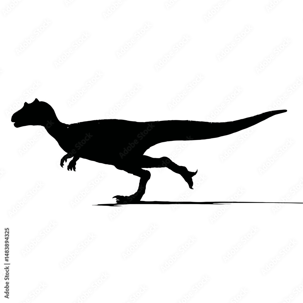 Naklejka premium Solid black silhouette of a dinosaur running