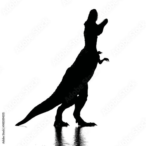 Solid black silhouette of a dinosaur roaring