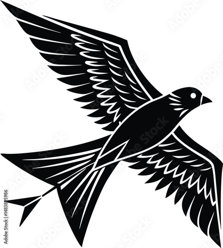 Kite Bird Silhouette Gliding in Sky