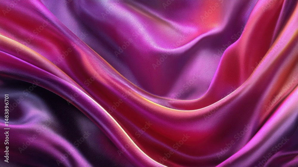 Purple and pink silk fabric flowing in waves Purple and pink silk fabric flowing in waves