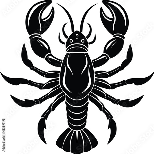 Lobster Silhouette with Claws Open