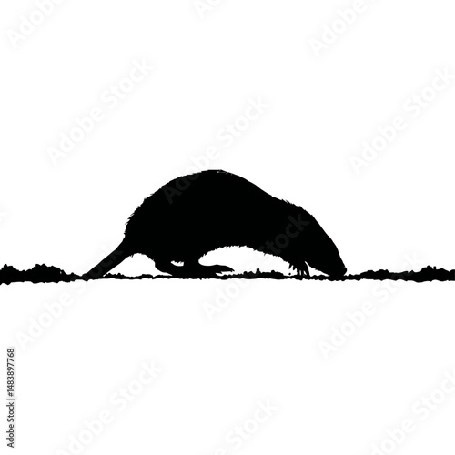 Solid black silhouette of a mole tunneling