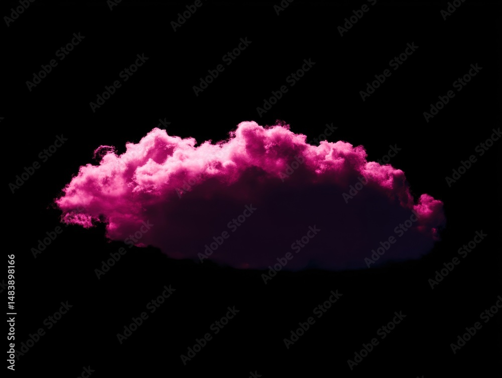 Fototapeta premium Glowing pink cloud in dark empty space