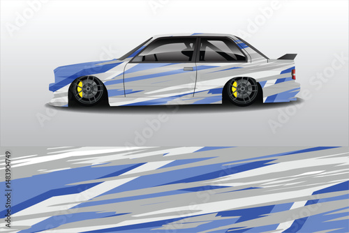 Sporty car illustration with dynamic design elements