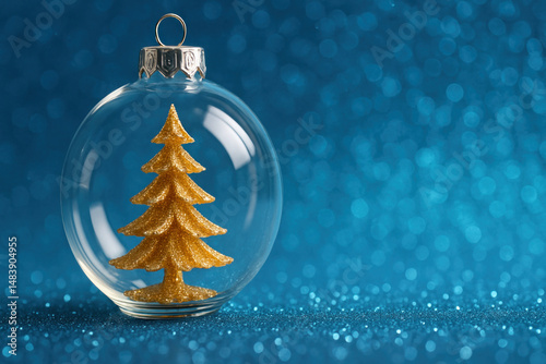 Christmas tree inside glass ball.