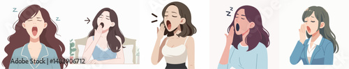 vector female character yawning