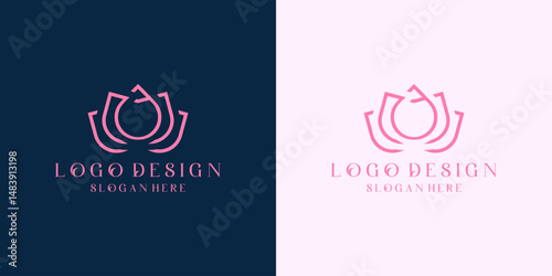 Lotus Flower Logo Design in Pink with Slogan