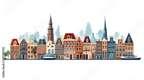 Detailed cartoon vector illustration of various cities in the Netherlands for commercial use