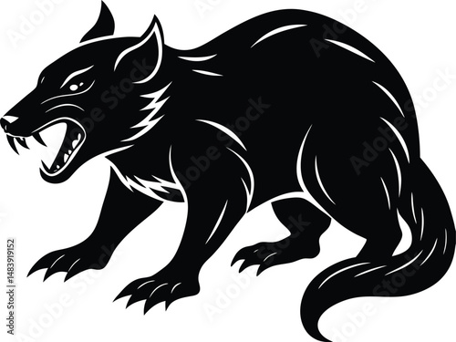 Tasmanian Devil Silhouette In An Aggressive Pose