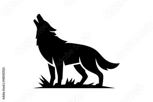 Howling wolf silhouette vector illustration art