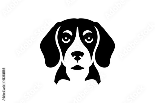 Black and white beagle dog head vector illustration