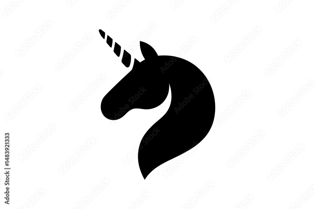 Fototapeta premium Unicorn head silhouette magical creature design art