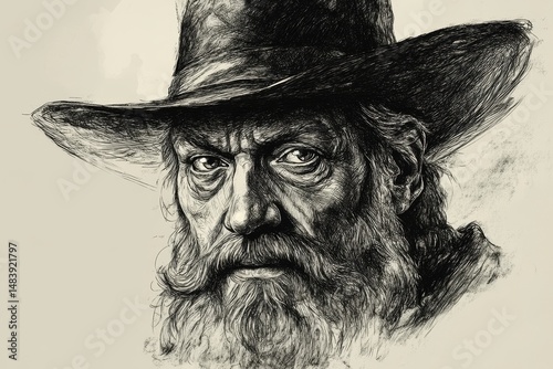 Nostradamus was a prominent foreteller of the future. a hand drawn image. Generative AI