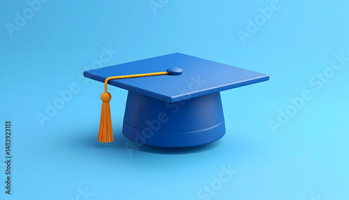 Elegant blue graduation cap with vibrant tassel showcasing academic achievement