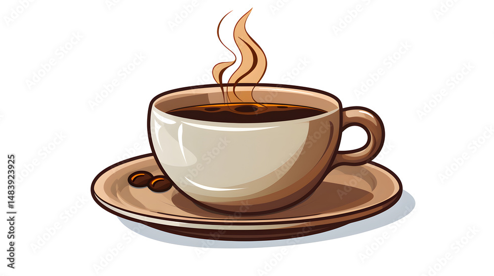 Obraz premium Professional Vector Drawing of Hot Coffee Cup with Steam Isolated on White Background