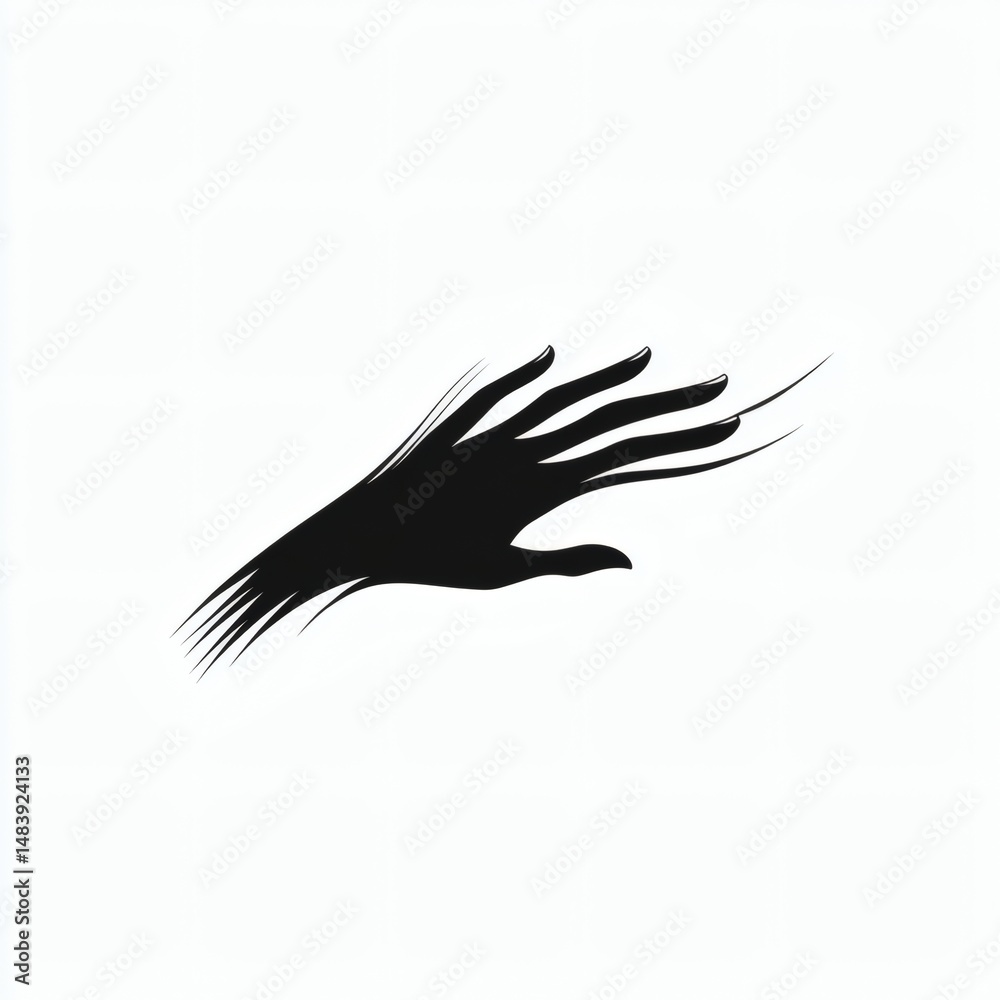 Obraz premium Black Hand Silhouette Against White Background