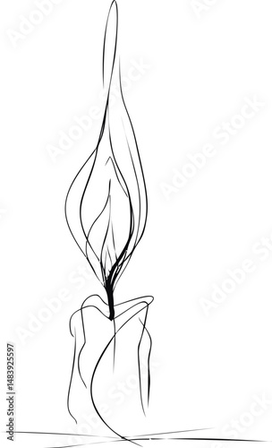 Abstract line art of a flickering candle flame. Vector illustration
