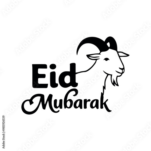 Eid Mubarak Goat Vector – Islamic Festival Black Silhouette Clipart Design