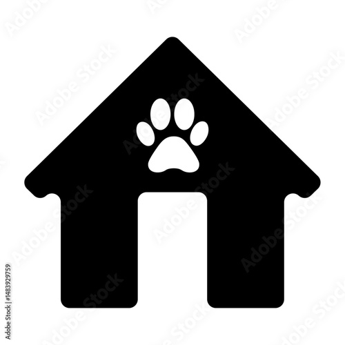 dog house silhouette vector pet house icon vector A simple vector icon set depicting paw house symbols ideal for pet and animal shelter designs.