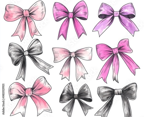 Assorted Pastel & Gray Bows