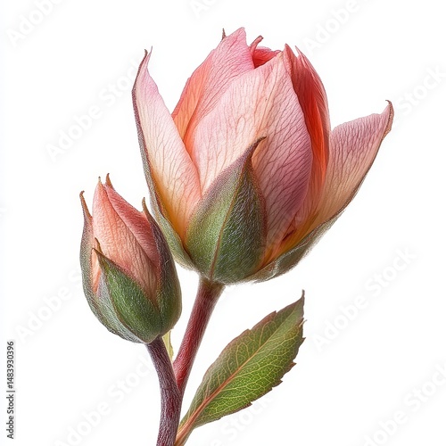 Summer flowers bud isolated on white background with clipping path. Full Depth of field. Focus stacking. PNG. Generative AI