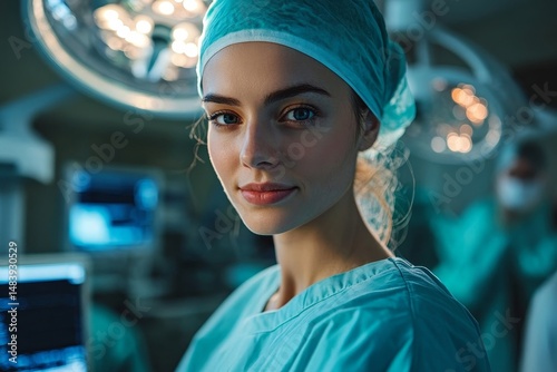 A laparoscopic surgeon at work, performing a minimally invasive surgery, using a robot-assisted, advanced medicine