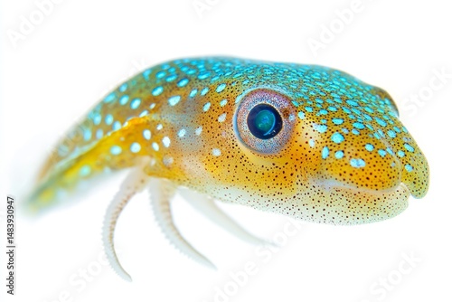 Isolated squid isolated on white background with clipping path. Full Depth of field. Focus stacking. PNG